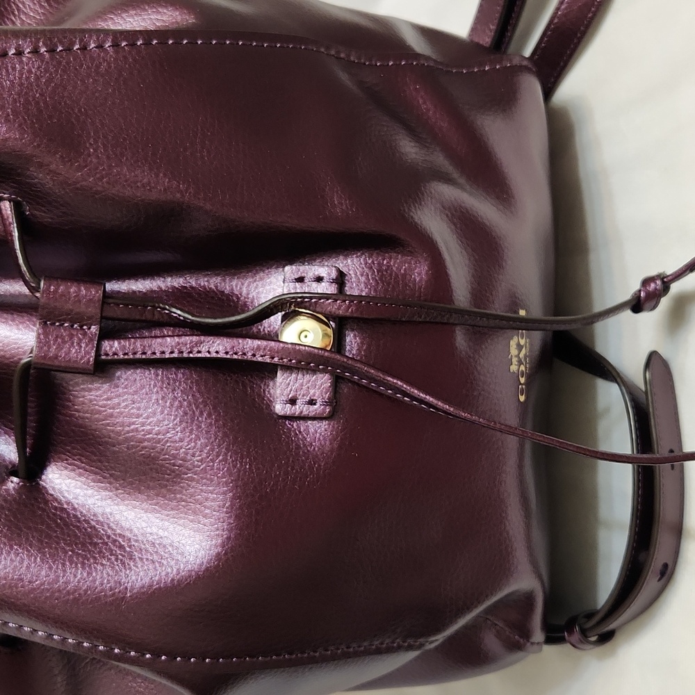 Coach Derby Purple Metallic Leather Backpack - Picture 5 of 16